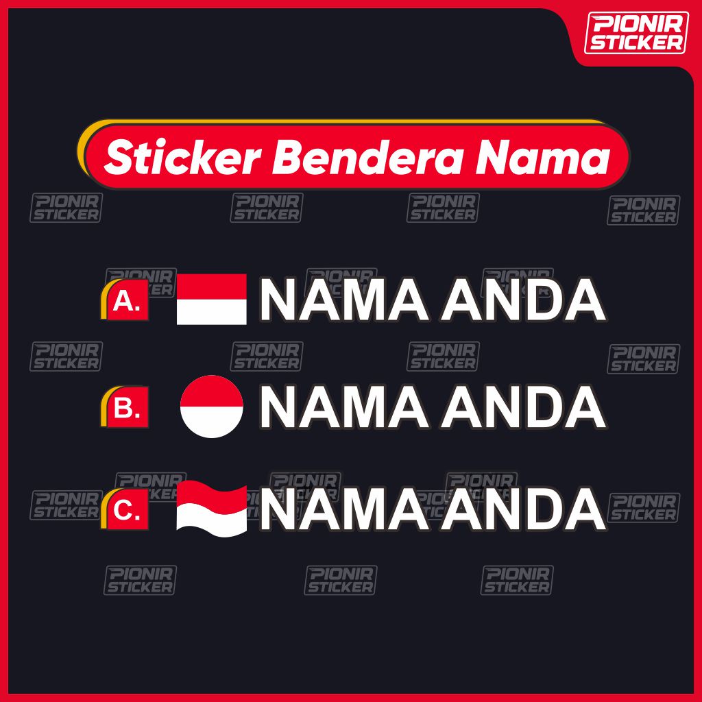 Stiker Bendera Nama Custom Cutting Stiker Nama Custom