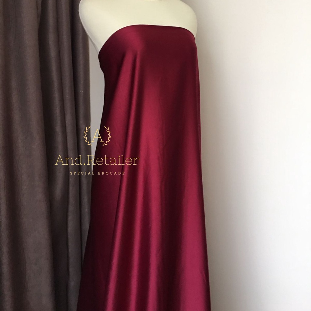 Kain Satin Maxmara Pure Silk Original warna Merah Maroon