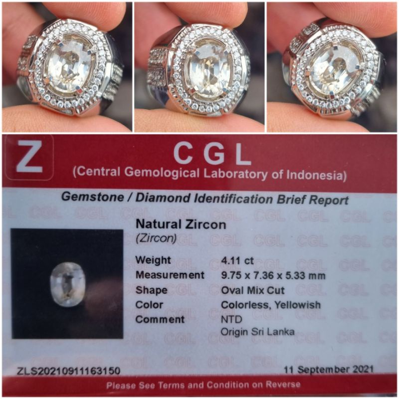 Natural Zircon Ceylon Srilanka Memo 4.11 crt