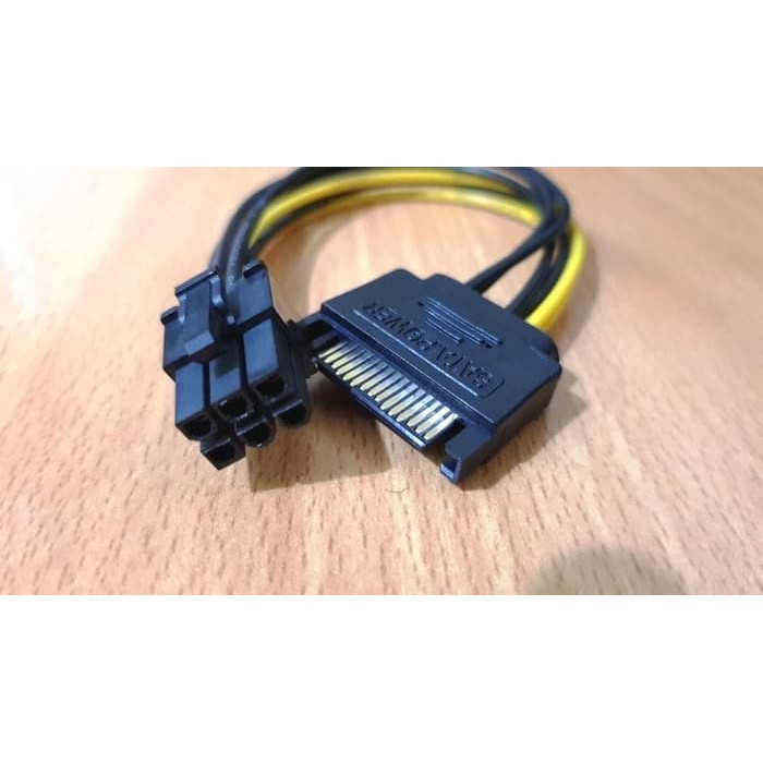 Kabel Power SATA 15 Pin To 6 Pin 6pin PCI-E Video Card VGA Express