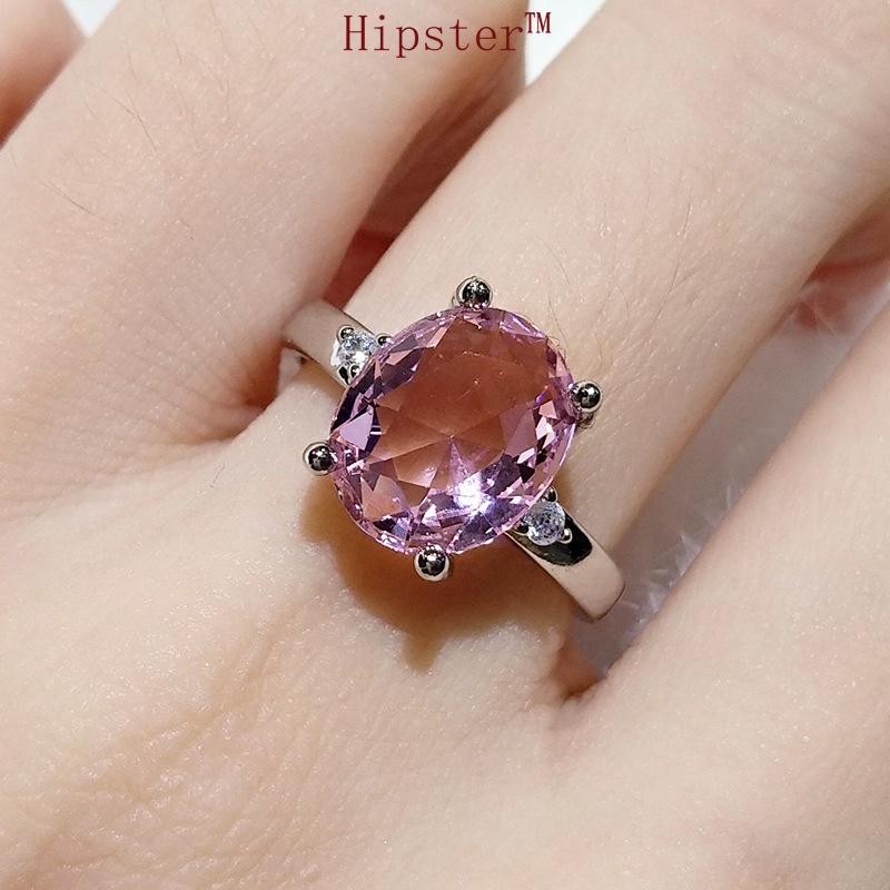 New Hot Sale Simple Fashion Elegant Inlaid Pink Crystal Ring