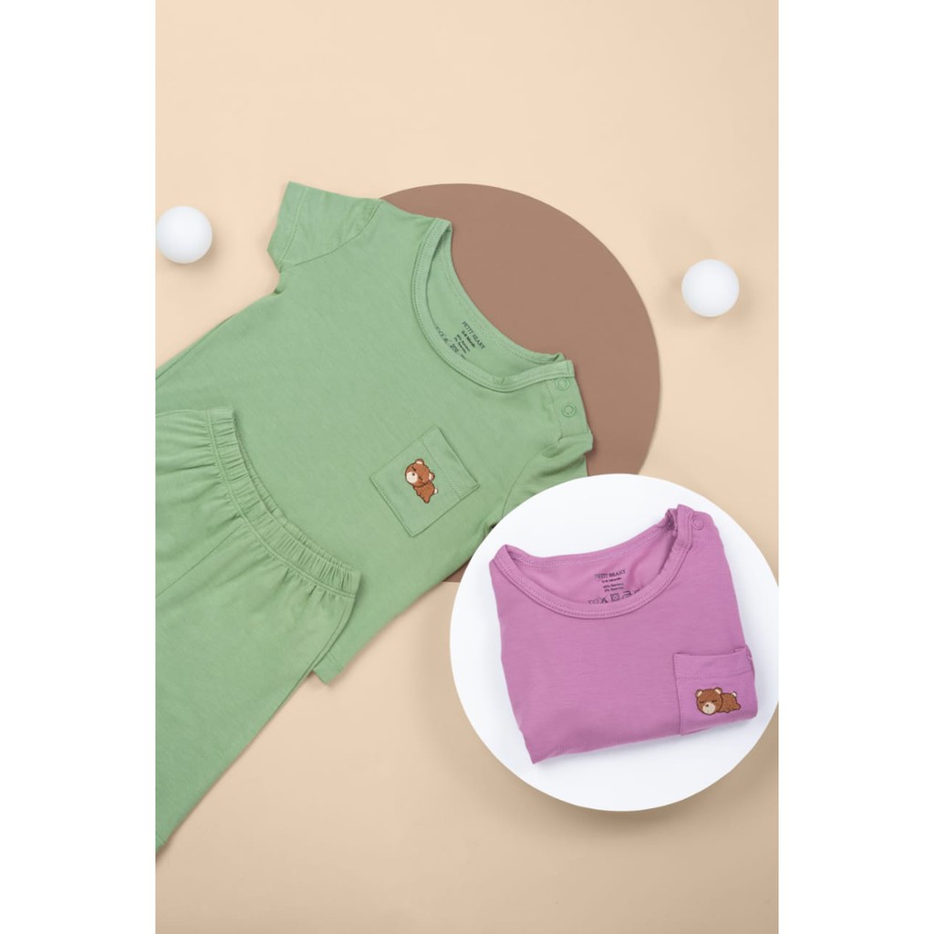 Petit Beary Bamboo Basic Tee + Shorts Set - Baju Santai Rumah Anak Bayi Celana Pendek Bambu Halus