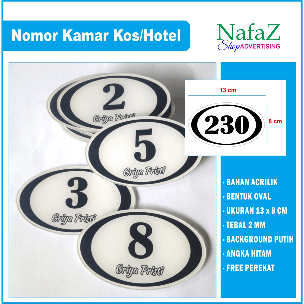  Nomor  kamar  kos hotel  ukuran 13 cm x 8 cm Shopee Indonesia