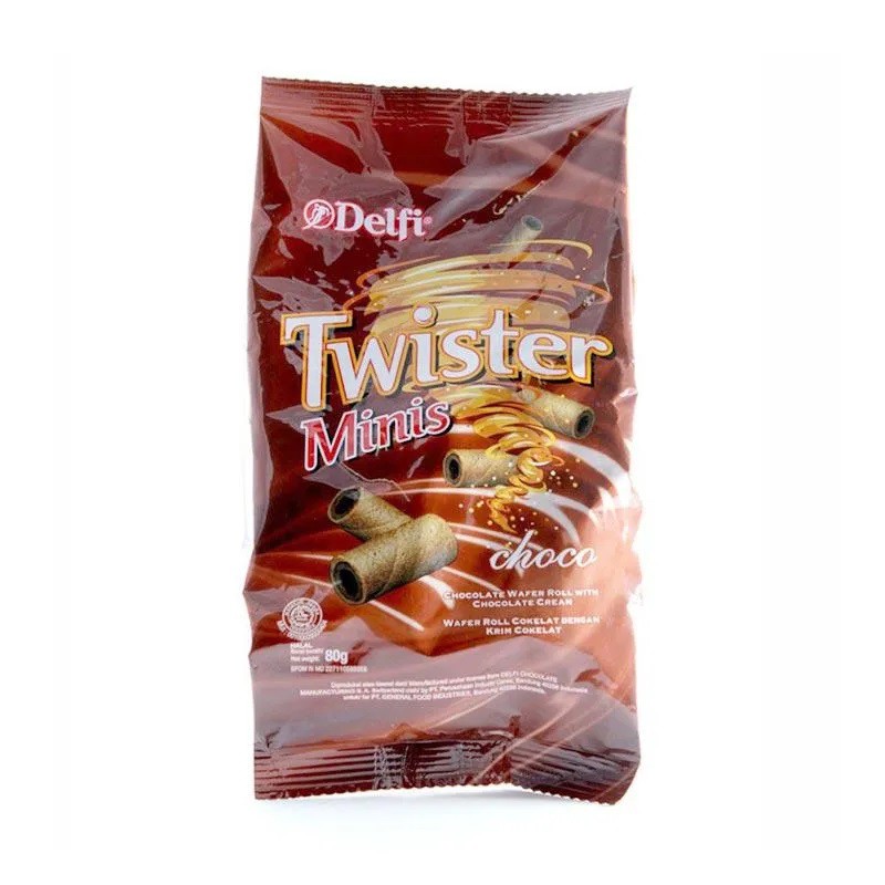 

Snack/Biskuit TWISTER MINIS CHOCO 20 x 80 gram - DELFI PRODUCT