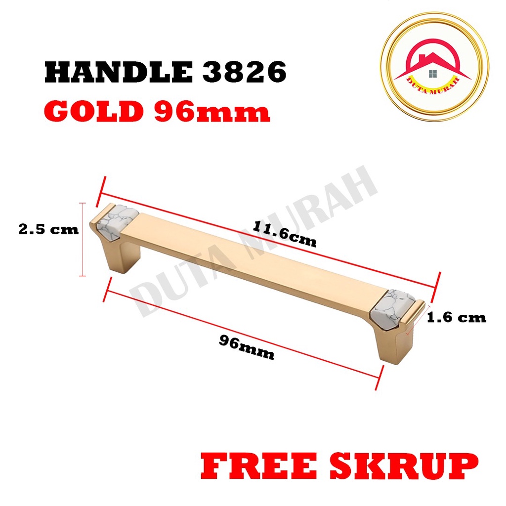 Handle Marmer Tarikan Marmer Handle Lemari Tarikan Laci Pintu Lemari Marmer Marble Gold &amp; Abu-Abu 96 mm &amp; 128 mm.