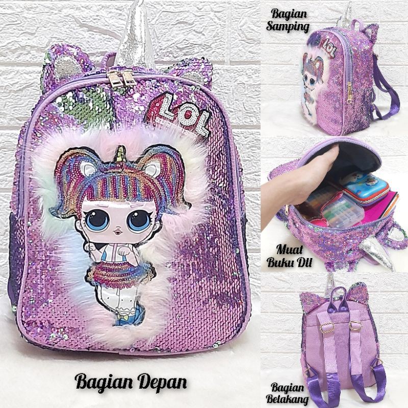 Tas Anak LOL LED / Tas Sequin Anak Perempuan