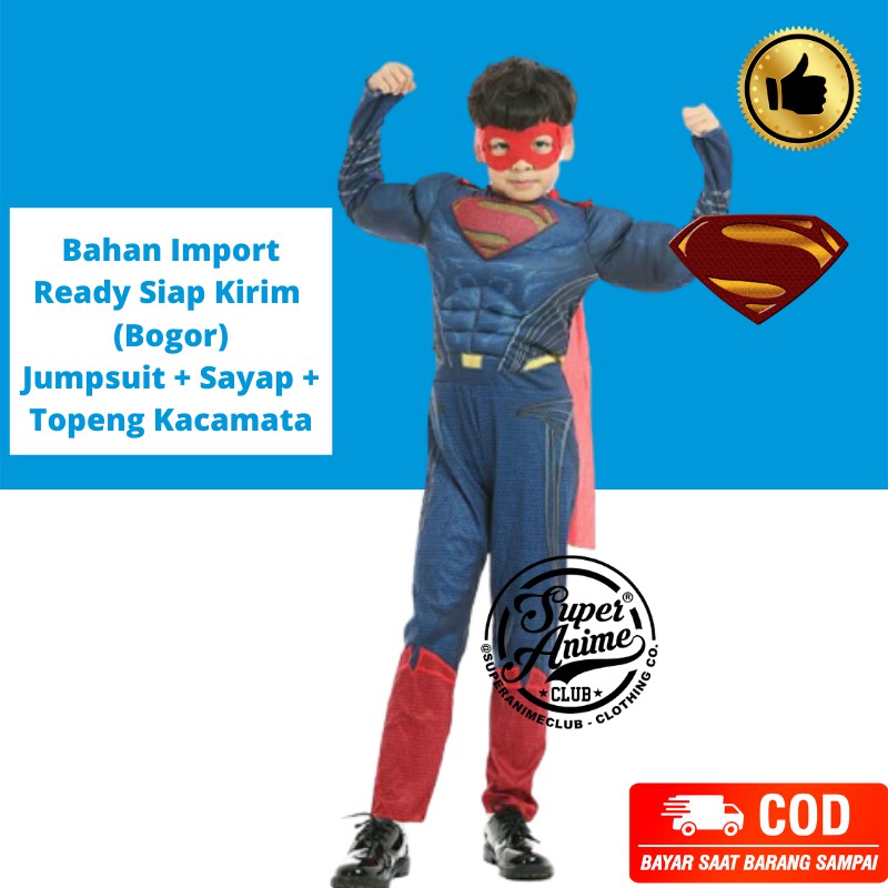 Kostum Superman Anak Laki Impor Cosplay Ultah Otot  Busa Jumpsuit Import Costume Ulang Tahun