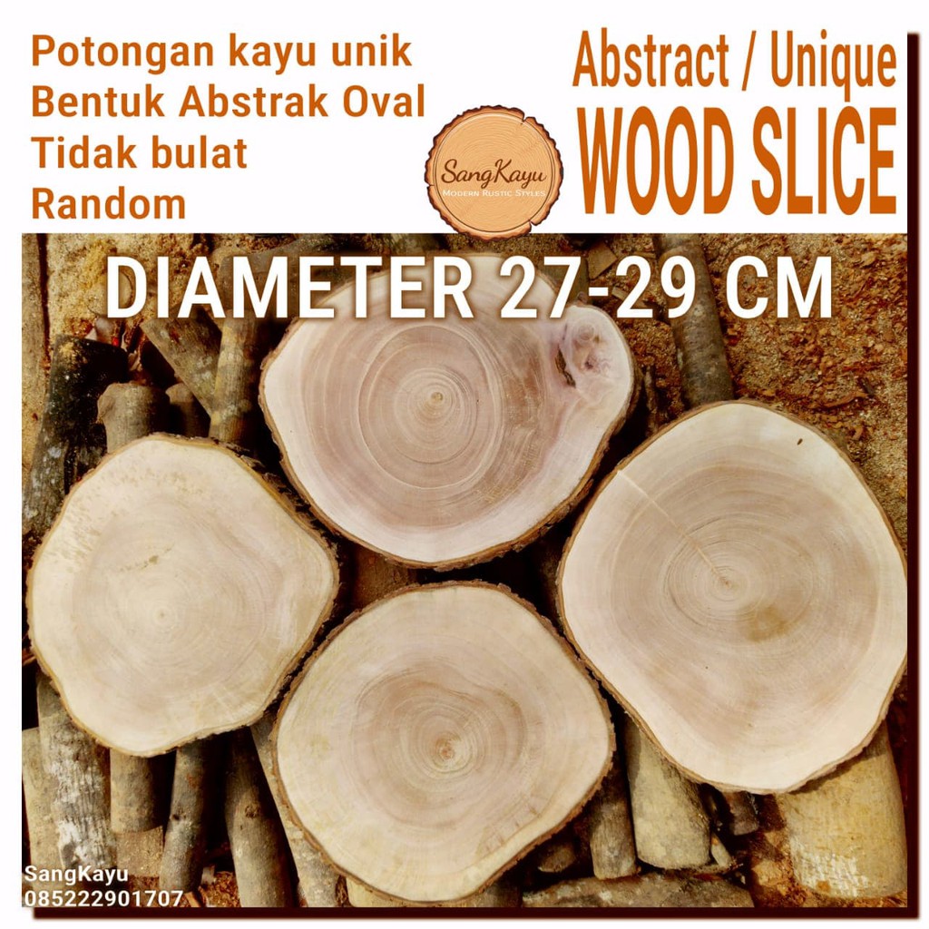 Abstract Wood Slice 27-29cm Potongan kayu unik abstrak talenan nampan