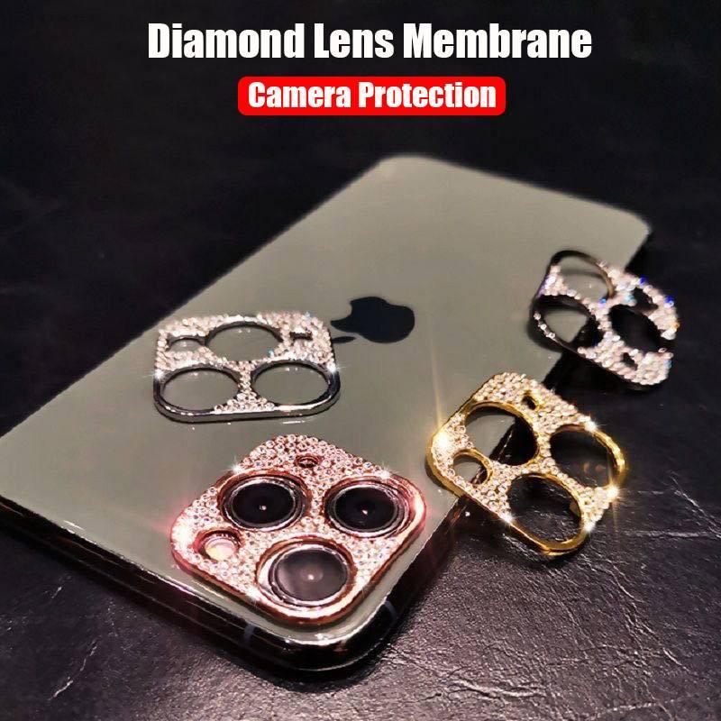 Case Pelindung Lensa Kamera Shockproof Hias Glitter Berlian Imitasi Untuk Iphone 13 12 Pro Max Mini 11pro Max