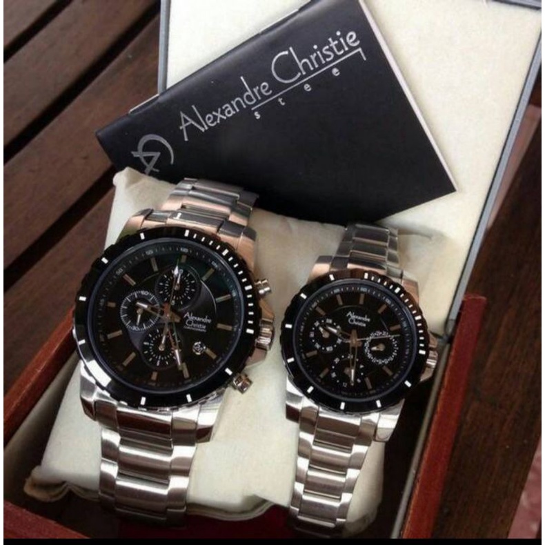 Alexandre christie couple tipe 6141 hitam silver