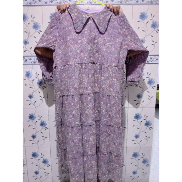 Midi ceruty printing premium motif bunga