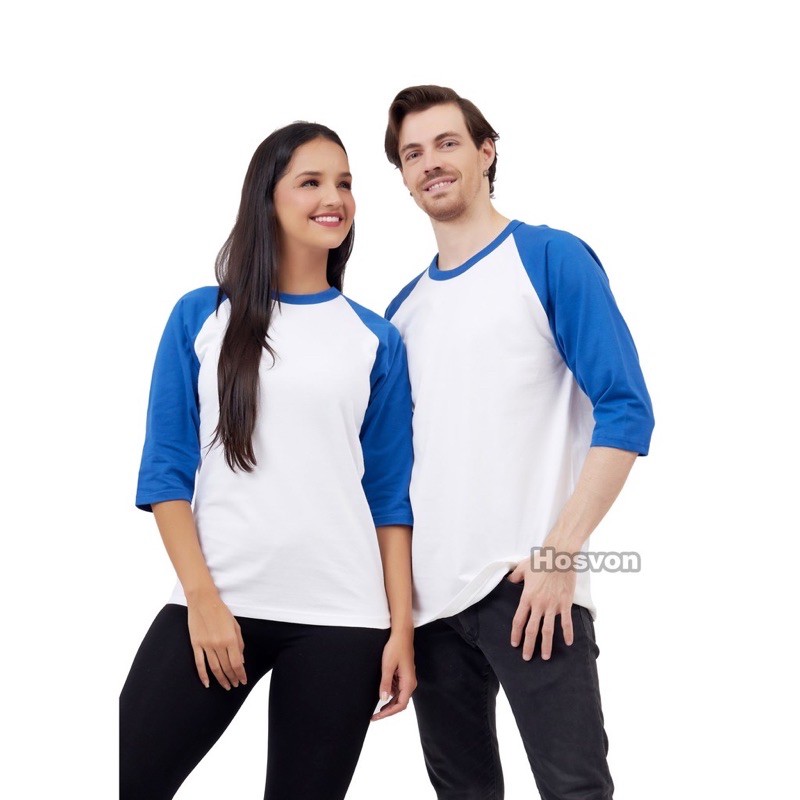 [LANGSUNG DARI PABRIK] Hosvon Kaos Polos Raglan Lengan 3/4 COTTON COMBED 20s Size S-XXL ( UNISEX )