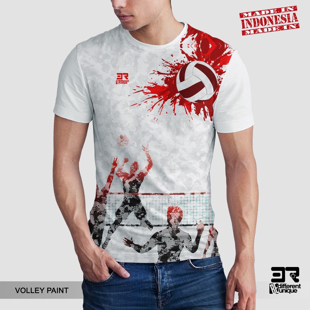 [ COD ] KAOS PRINTING GAMBAR VOLLEY PAINT  - BAJU DISTRO ORIGINAL MOTIF OLAHRAGA SPORT SPORTS VOLI V
