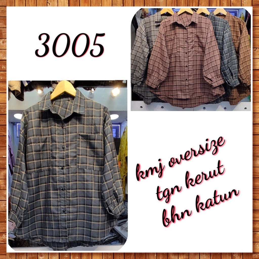 E-3005 GROSIR kemeja oversize tangan kerut bahan katun