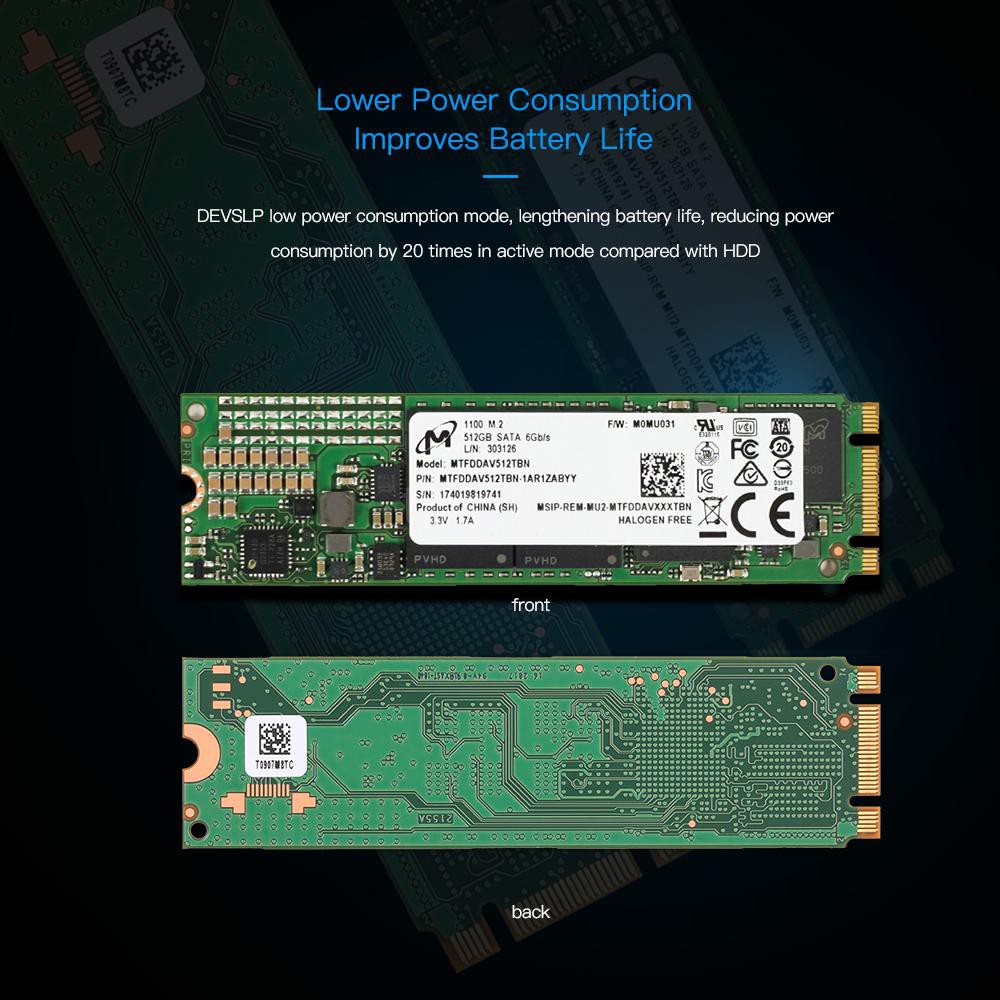 Lot of 10 Micron 256GB MTFDDAV256TBN 1100 M.2 SATA NGFF Solid State Drive SSD