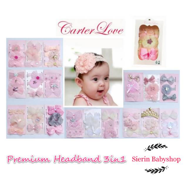 BISA COD - Isi 3pcs aksesoris Baby headband / bandana bayi balita anak 3in1 CarterLove