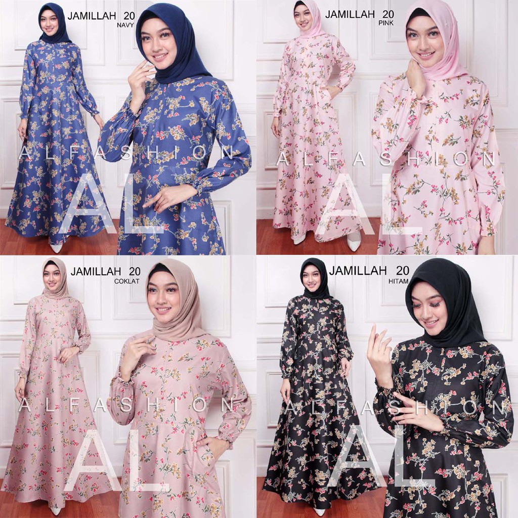 [ katalog 2 ] GAMIS KATUN MOTIF MONALISA BUSUI - Gamis katun umbrella motif trendy