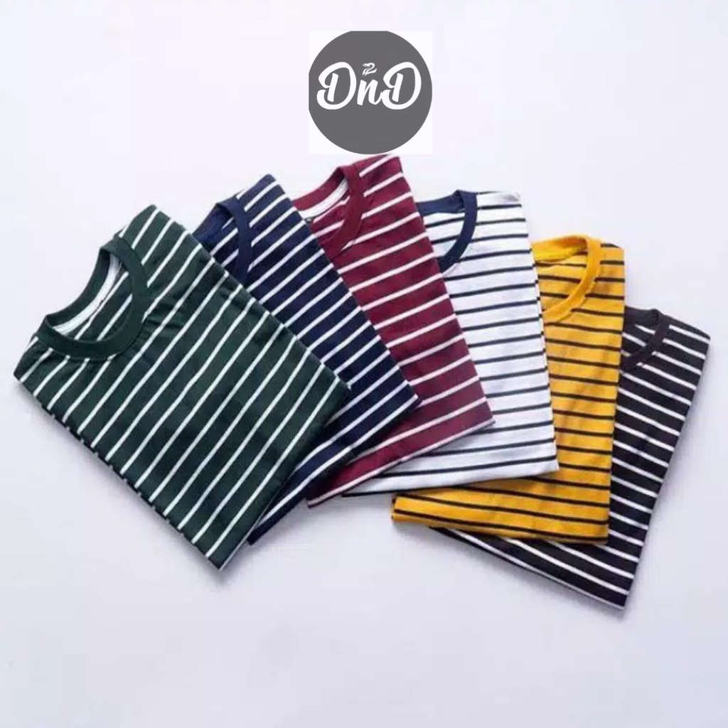 Grosir Kaos Polos STRIPE Baju Polos Salur Garis Garis Pria Wanita Merah Hitam Navy Medium Big