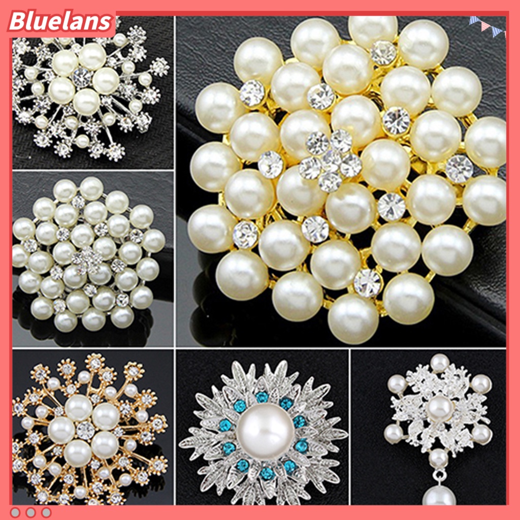 Bluelans Breastpin Elegant Easy Matching Alloy Flower Faux Pearls Women Brooch Pin