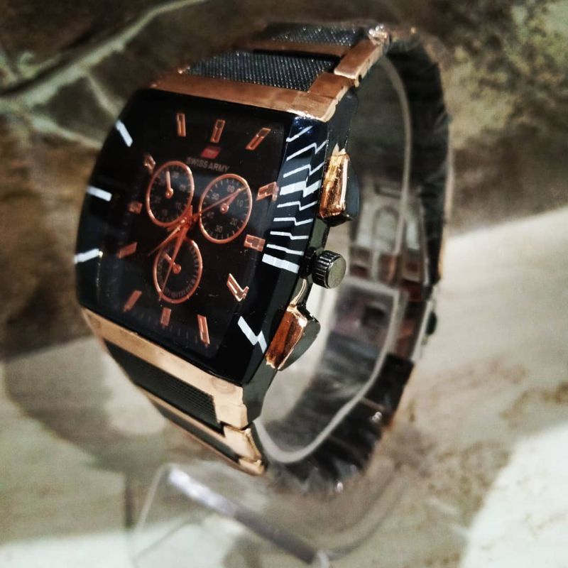 jam tangan pria krepyaak kotak black gold