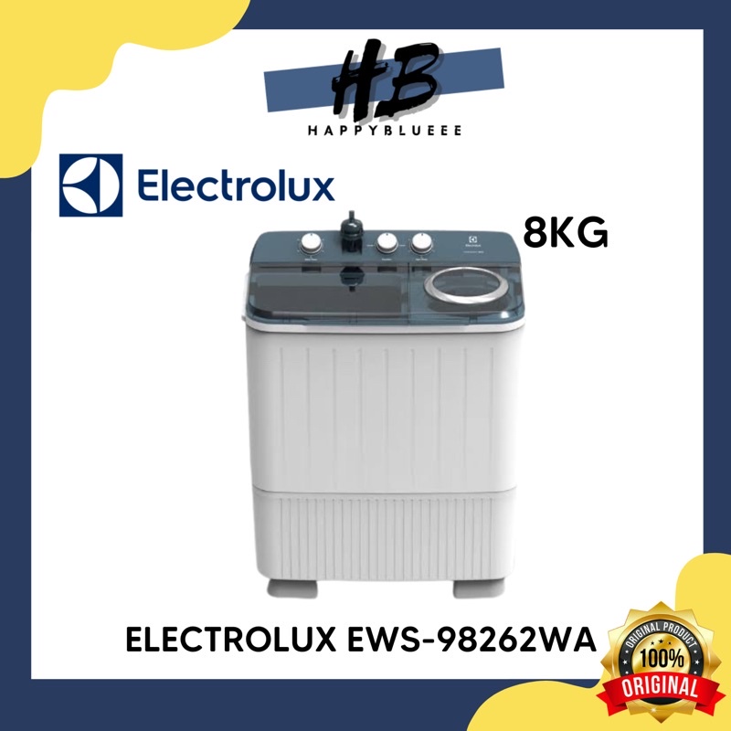 ELECTROLUX MESIN CUCI 8KG 2 TABUNG EWS-98262WA / MESIN CUCI ELECTROLUX 8 KG EWS98262WA