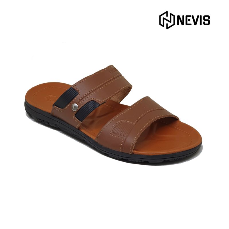 Sendal Pria Nevis Nvs 57 Sandal Slide Slop Slip On Kulit Casual Santai Pria Original