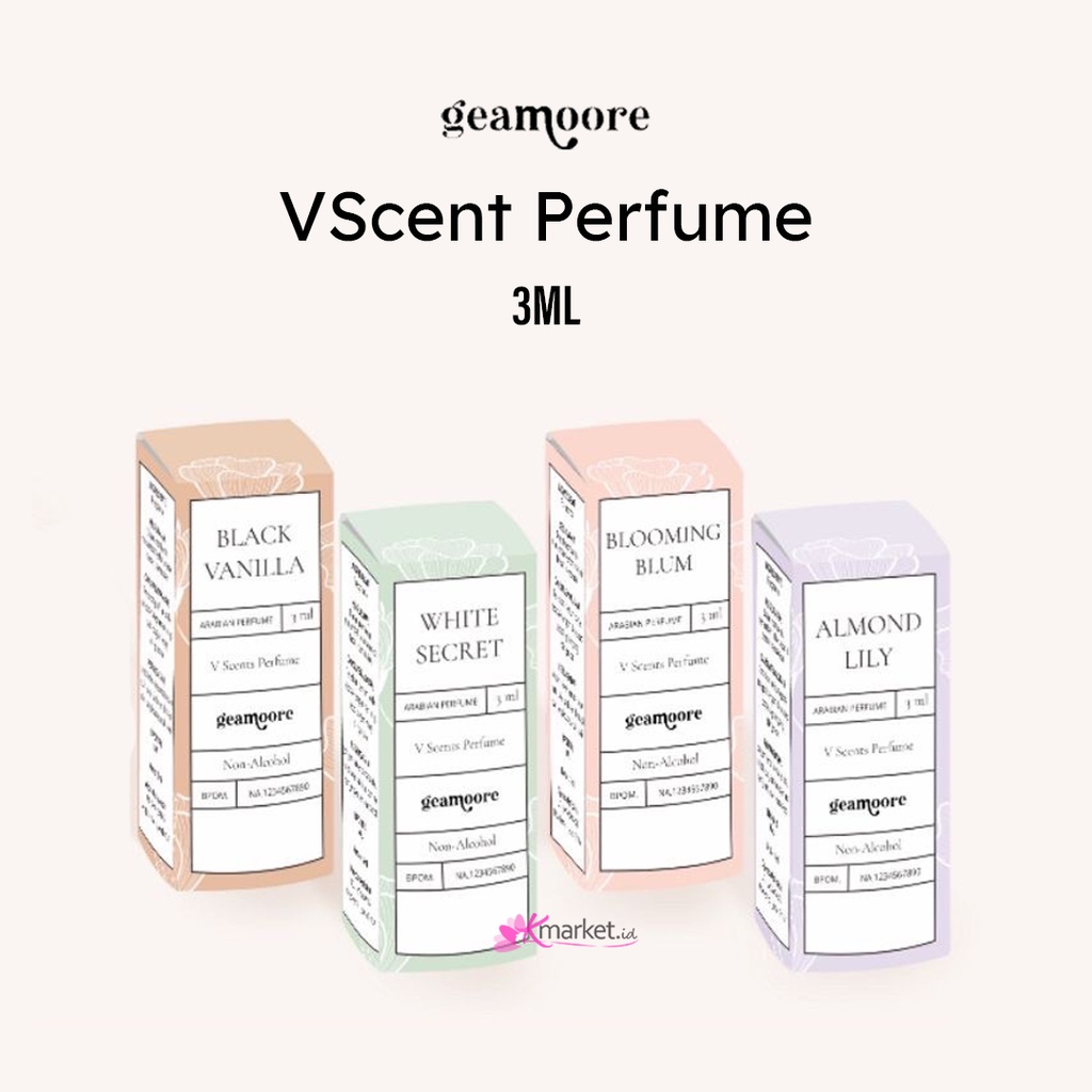 Geamoore Vscent Perfume 3ML [ White Secret | Black Vanilla | Blooming Blum | Almond Lily ]