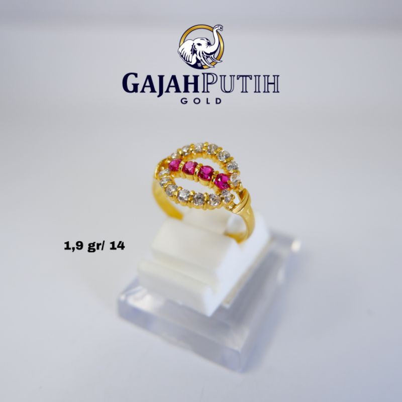 1,9gr Cincin Model Permata Merah Putih Emas Asli kodeO11914