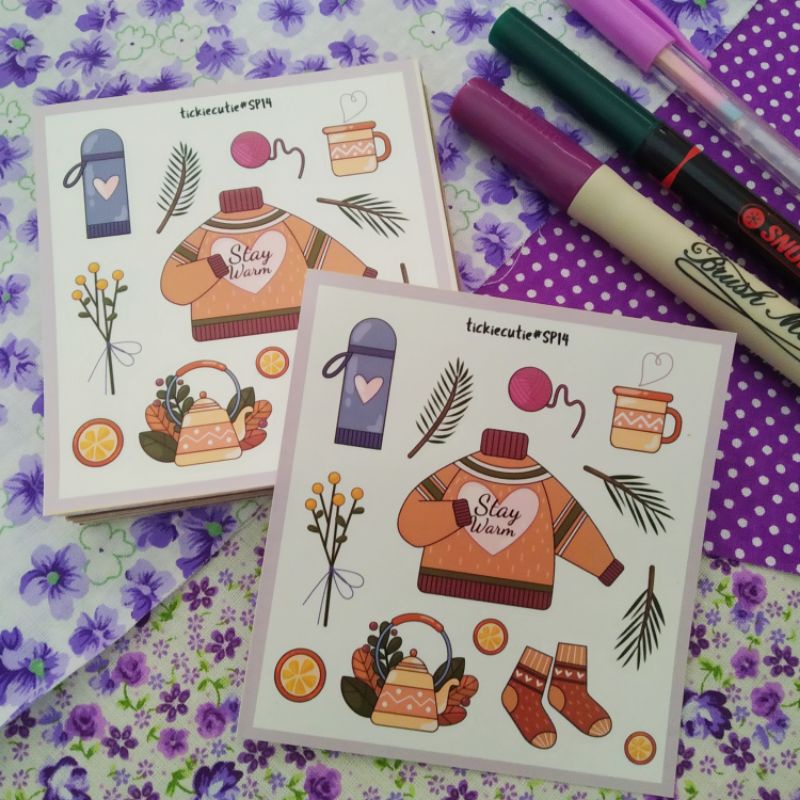 

Sticker Tickie Cutie #SP14 stay warm daily life