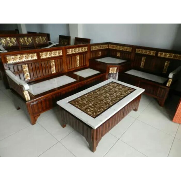 Kursi sudut sofa tamu jati kayu jepara mebel furniture 