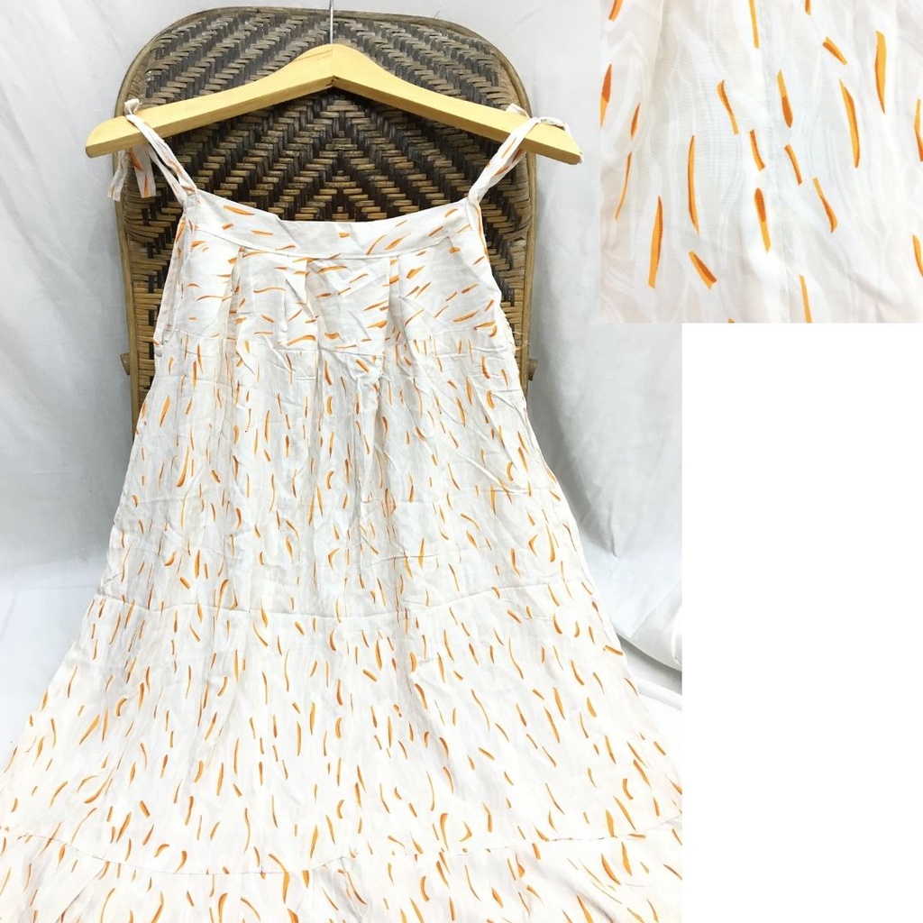 Daster Sambung Viral PART 2 - Daster Payung - Daster Perca - Daster Busui Rayon-white line oren tl