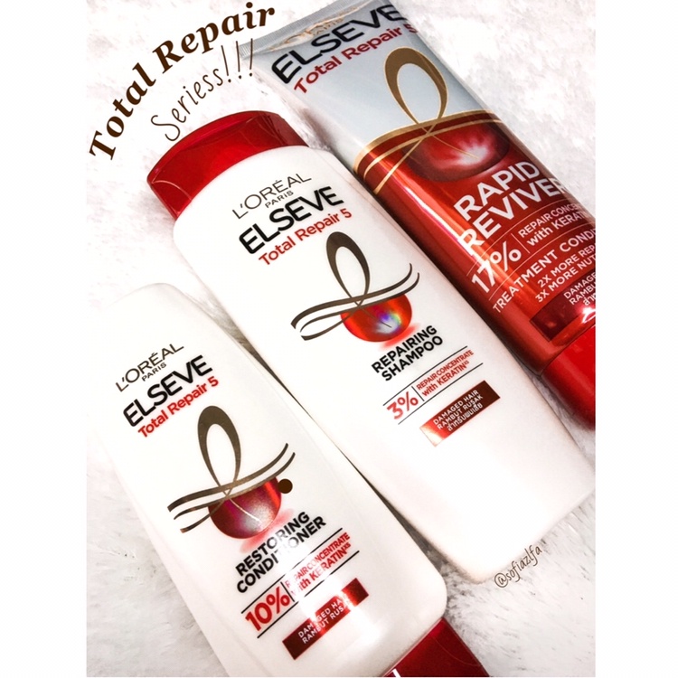 SHAMPOO / CONDITIONER L'Oreal Paris ELSEVE Total Repair 5 Rapid Reviver - PENCUCI RAMBUT Shampo / Condisioner / Hair Mask - Hair Care Loreal dengan Keratin