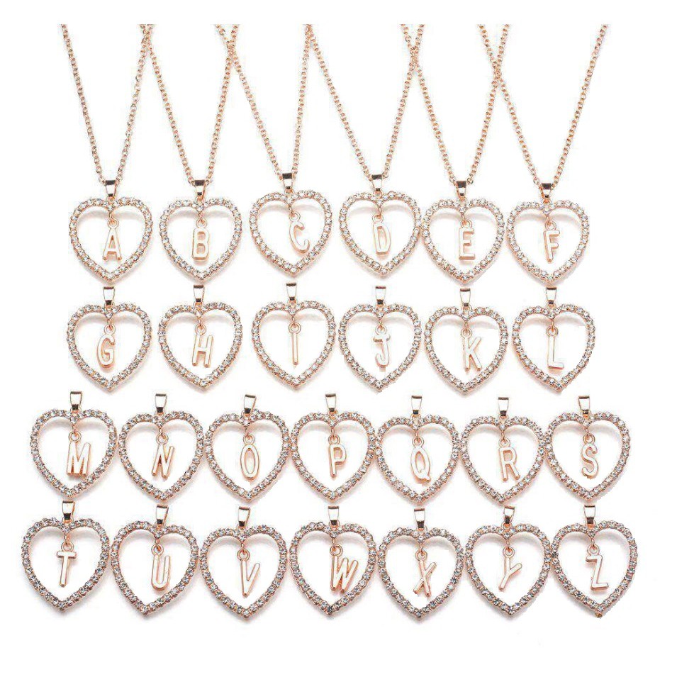 Kalung LIONTIN ALFABET Rantai 26 Huruf Korea Fashion Wanita Love Inisial Nama Abjad Alloy A - T