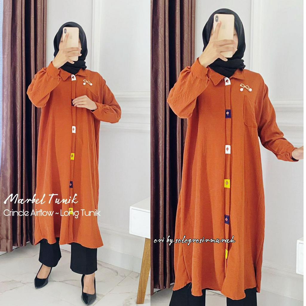 TUNIK MARBEL CRINCLE AIRFLOW LD 110CM // FULL KANCING AKTIF