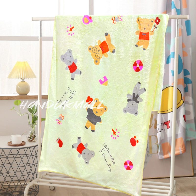 Handukmall Handuk Bayi Unisex Besar 70x140 Handuk Anak Bayi Dewasa Microfiber Lembut Daya Serap Tinggi Perlengkapan Kamar Mandi Honey Bear