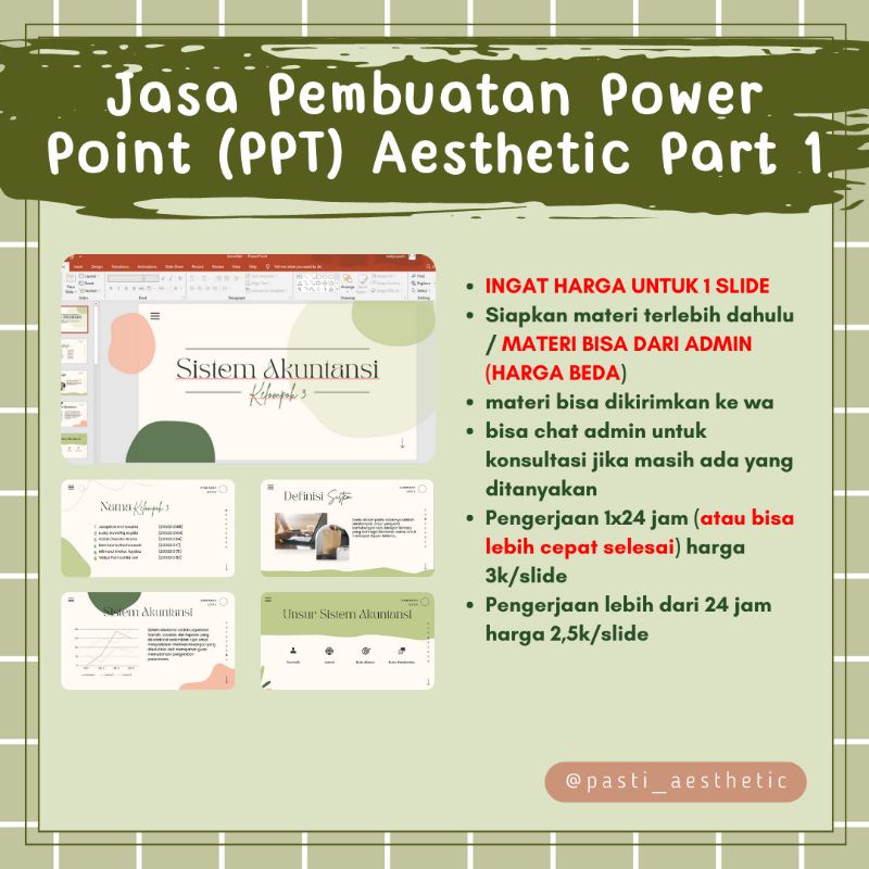 

Jasa Pembuatan PPT (Powerpoint) Power Point Aesthetic PART 1