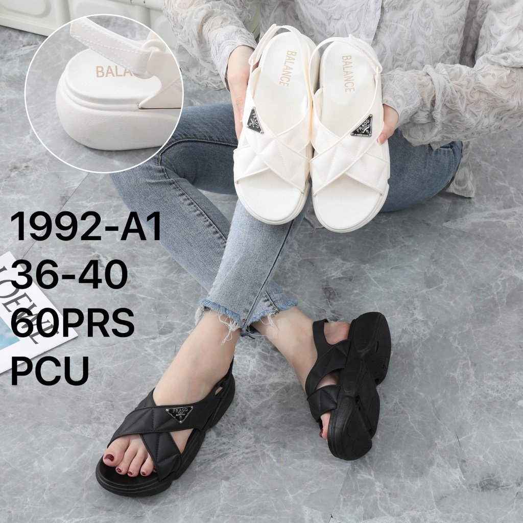 Sandal Slop Wedges Jelly Wanita Import Balance  Cross X PRDA Sol Tinggi Tebal Rubber Non-Slip 1992-2201