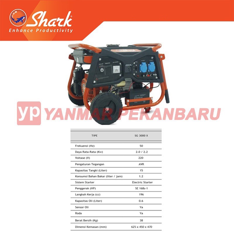 Genset Bensin / Gasoline Generator 2000 Watt SG 3000 X SHARK
