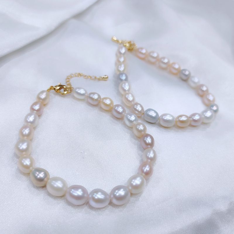 gelang mutiara tawar super / gelang tangan / gelang mutiara tawar asli / aksesoris mutiara lombok / 