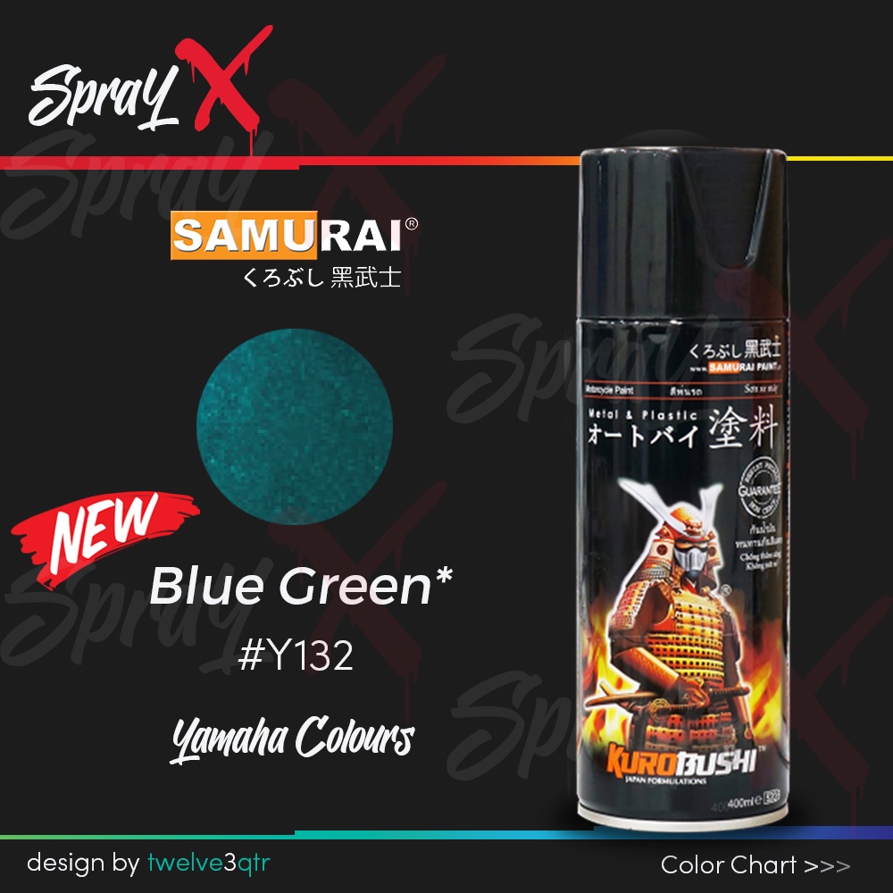 SAMURAI PAINT BLUISH GREEN Y132 / HIJAU TOSCA METALIK #Y132 400ML - CAT AEROSOL KUALITAS KOMPRESOR