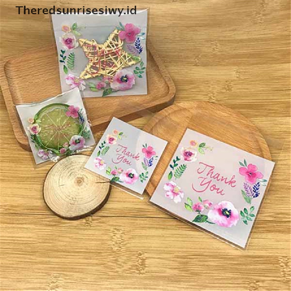 (Theredsunrisesiwy.Id) 100pcs Kantong Plastik Tempat Kue / Permen 3 Ukuran Dengan Perekat