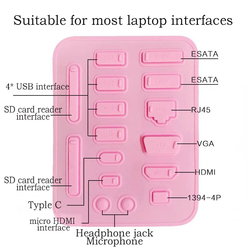 16pcs / Set Plug Penutup Port Usb / Hdmi / Rj45 Anti Debu / Air Bahan Silikon Warna-Warni Untuk Laptop