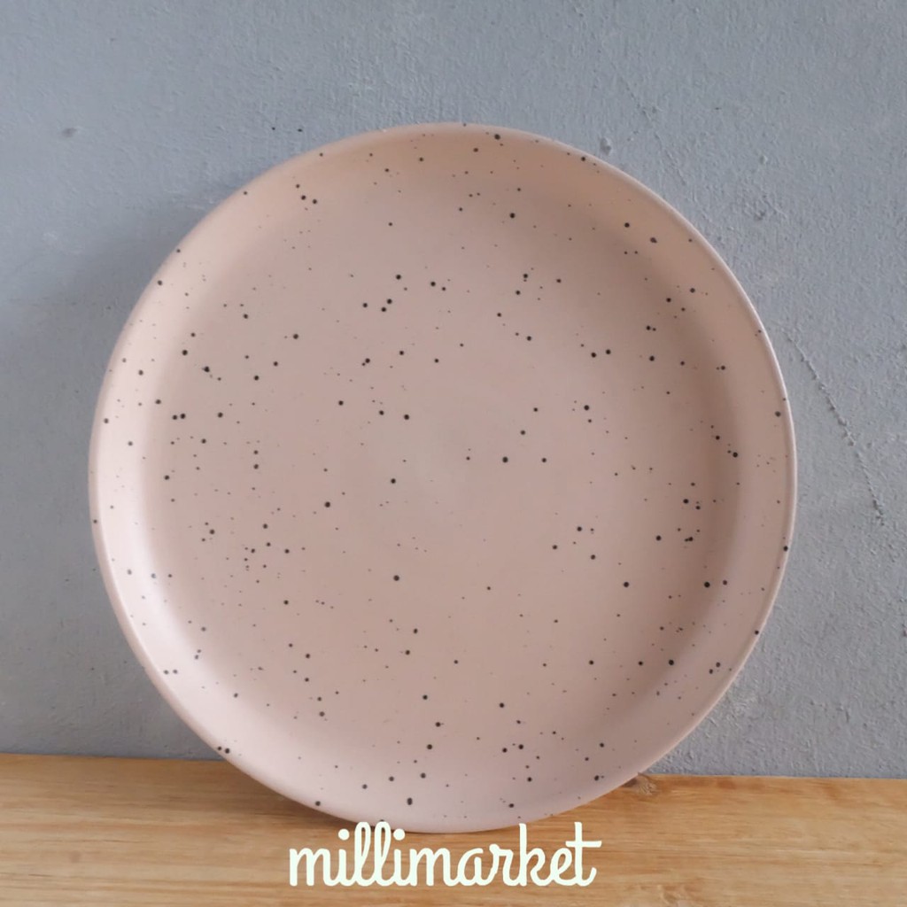 Round Plate - PINKU diameter 20 cm / piring keramik warna pink/korean nordic plate-1