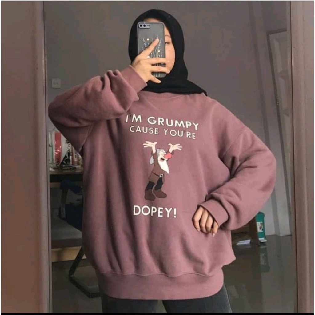 I AM GRUMPY DOPEY SWEATER OBLONG CREWNECK WANITA