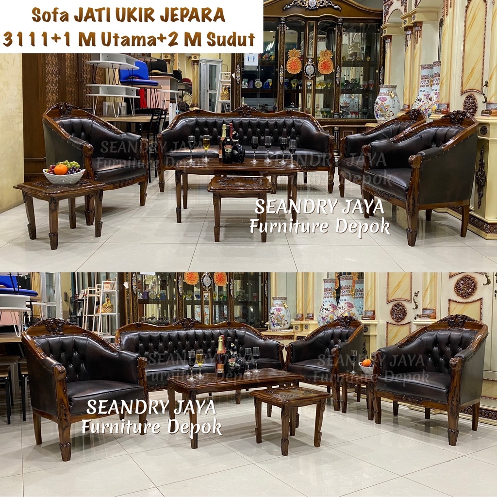 SOFA KAYU JATI UKIR JEPARA/MINIMALIS/MEJA TAMU/PROMO MURAH/SEANDRY JAYA FURNITURE DEPOK/KELAPA DUA/S