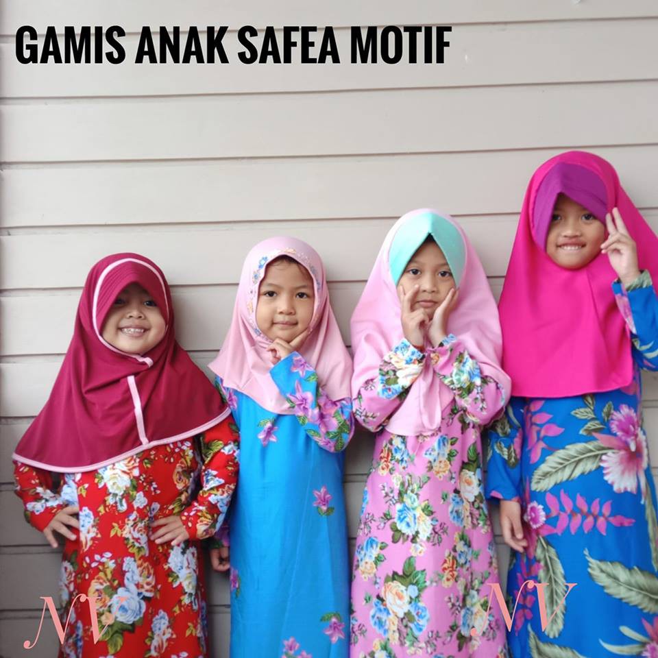 BAJU ANAK GAMIS MOTIF SAFEA UK M ( UMUR 3 - 5 TAHUN )