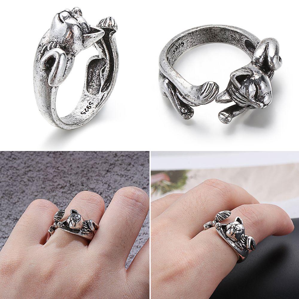 Preva Cincin Hadiah Perhiasan Adjustable Kucing Lucu