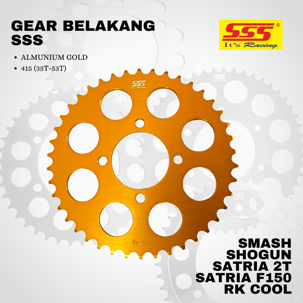 Gear gir suzuki shogun smash satria FU sss 415 35 36 37 38 39 40 41 42 43 44 45 46 47 48 49 alumunium Gold