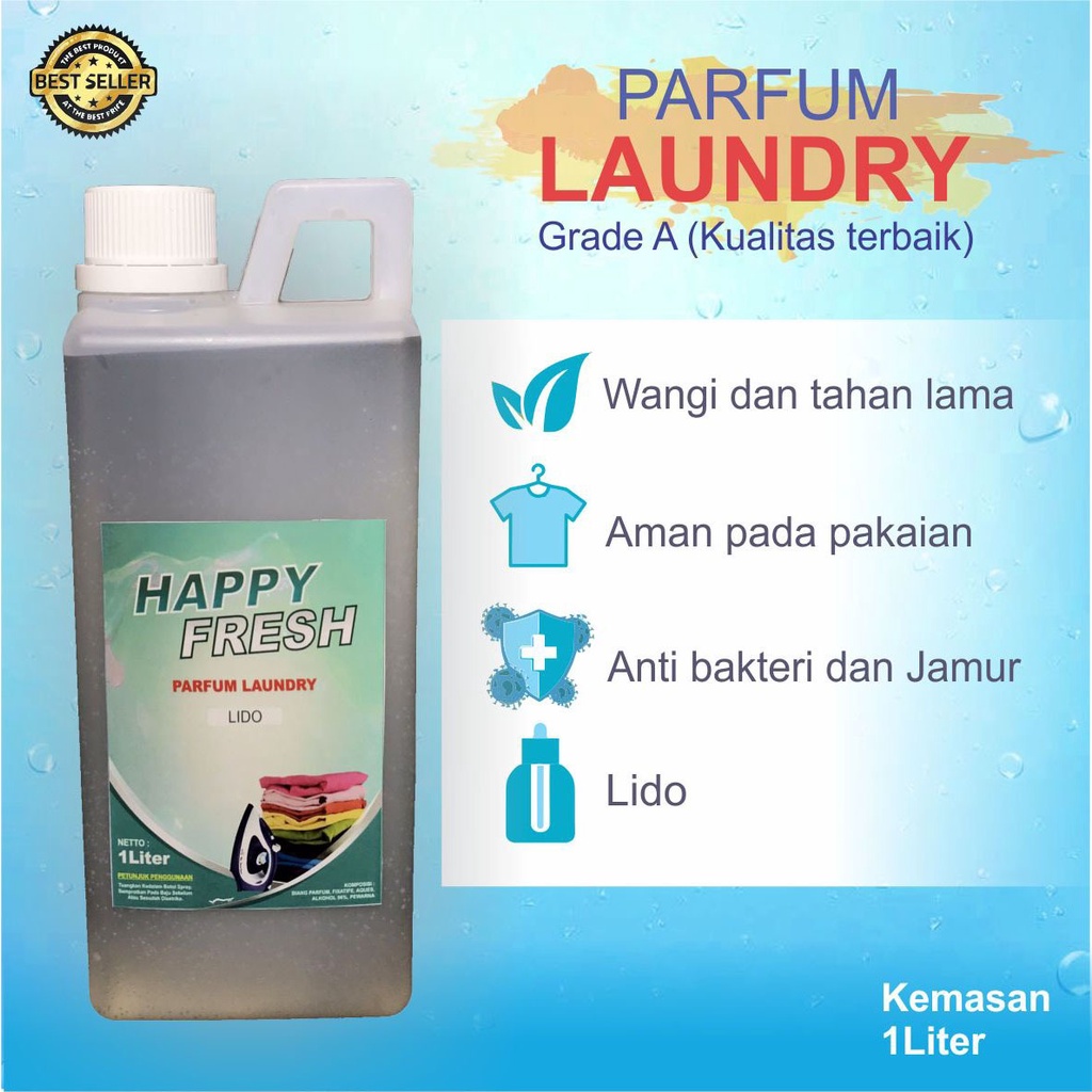 Parfum Laundry Pelicin dan Pengharum Baju 1Liter &quot;HAPPY FRESH&quot;  Berkualitas Wanginya Tahan Lama Anti Apek dan Anti Jamur