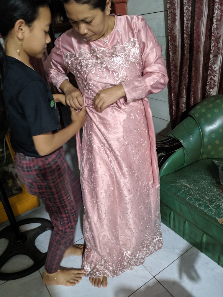 Ayla Gown Couple Gamis Brukat Tille Batik Sarimbit